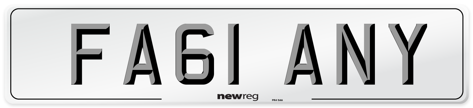 FA61 ANY Number Plate from New Reg